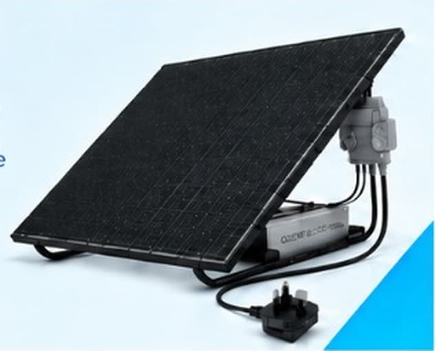 Plug-in solar panel with micro-inverter and UK plug