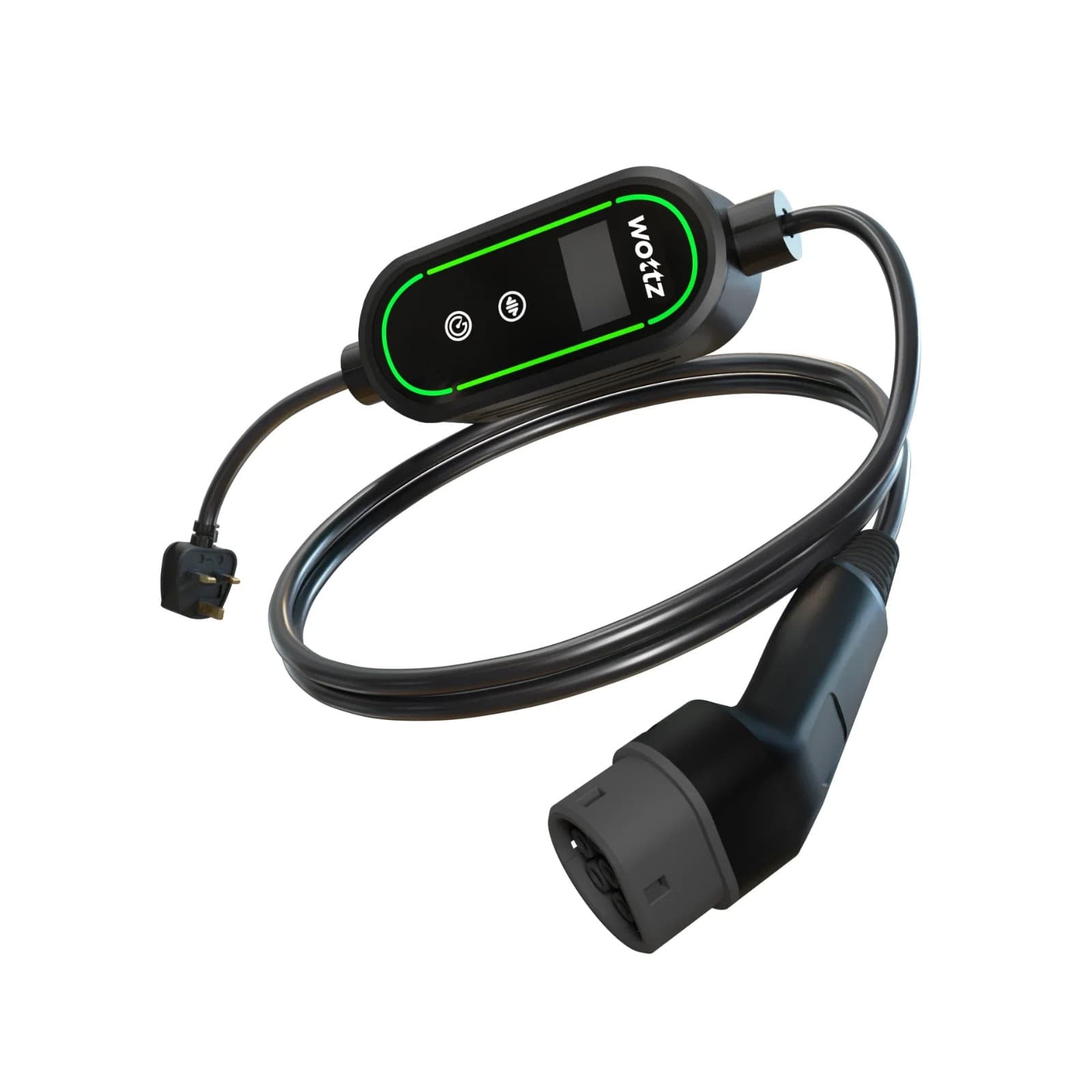 Wottz Portable EV Granny Charger - Vehicle Socket Type 2 (UK10A Max) 2m - Black