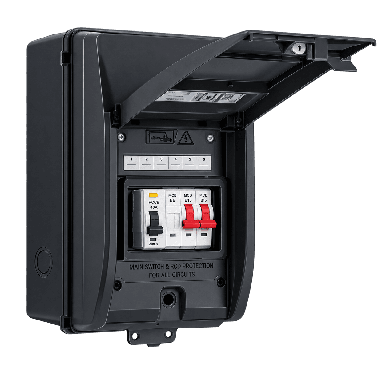 Open consumer unit with circuit protection
